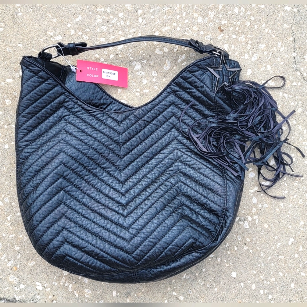 Black Chevron Quilted Women's Bag Vegan